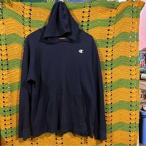 Champion Navy Reverse Weave Waffle Hoodie Pullover Large
